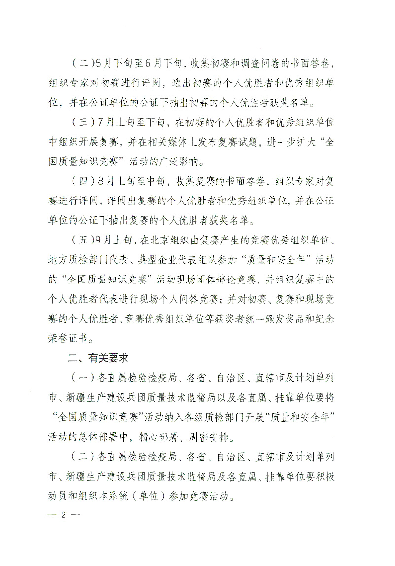 國家質(zhì)檢總局辦公廳《關(guān)于舉辦“全國質(zhì)量知識競賽”活動(dòng)的通知》